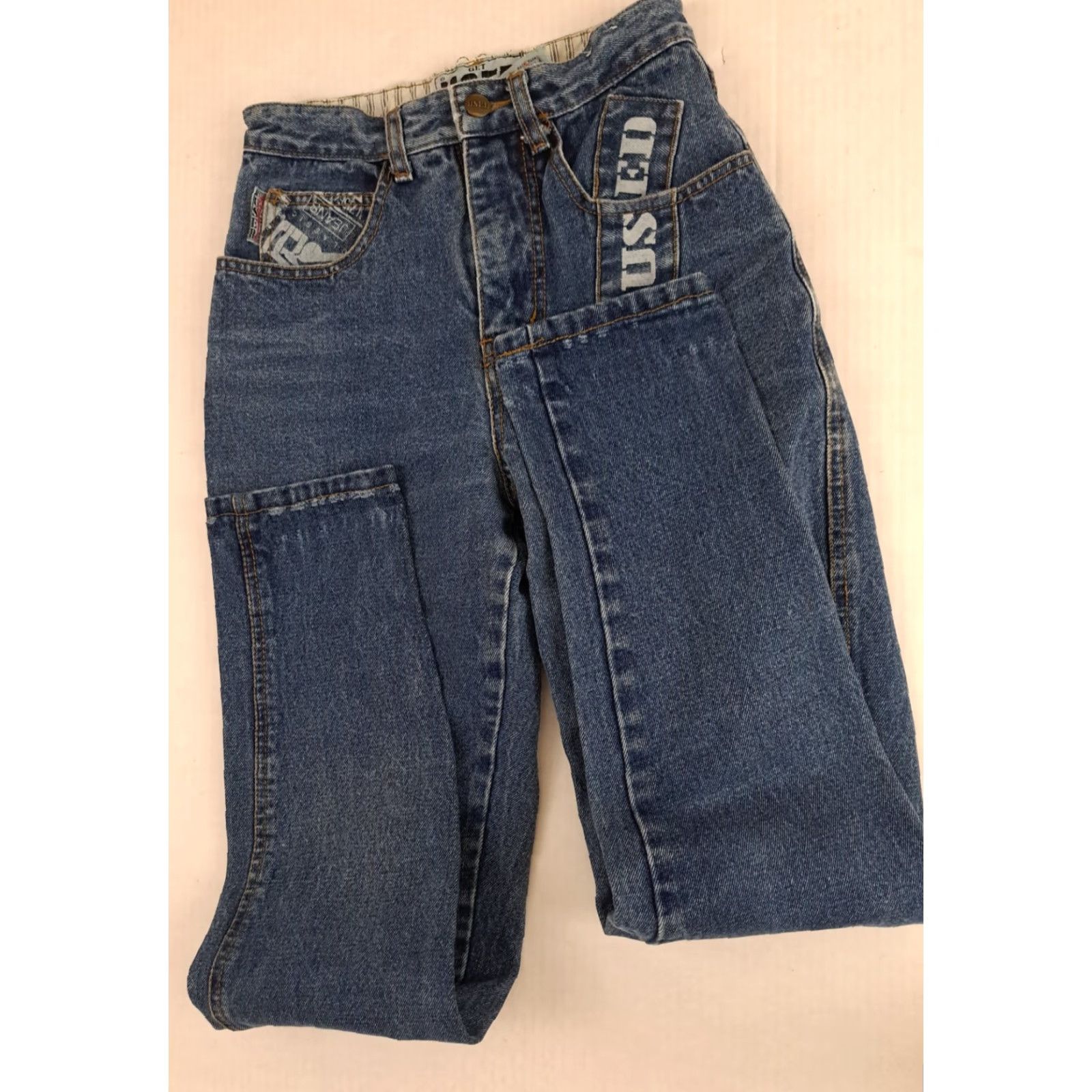Denime VINTAGE Get Used Denim Jeans Women's 26 Blue Cotton 5-Pocket Straight Distressed Inseam 29 EUC Size 26" / US 2 / IT 38 - 6 Thumbnail