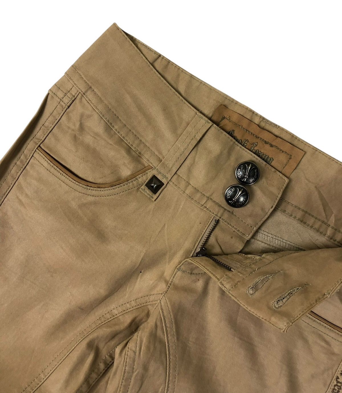Japanese Brand Super Flare Cook Jeans Low Rise Waxed Cotton Casual Pants Size US 30 / EU 46 - 8 Thumbnail