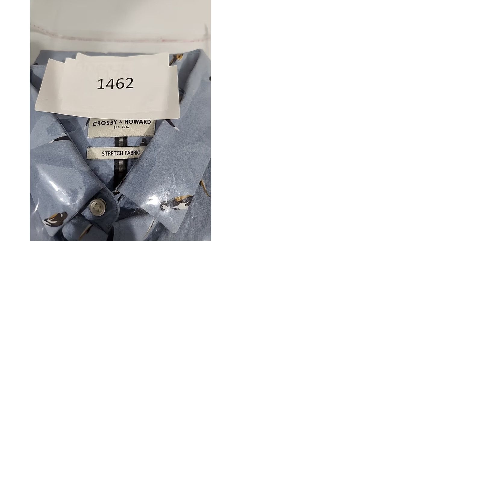 Vintage Crosby & Howard Stretch Light Blue Mens L Button-Down Shirt Bird Parrot Dress LS Slim Cotton Woven Casual Wear Size 42R - 11 Thumbnail