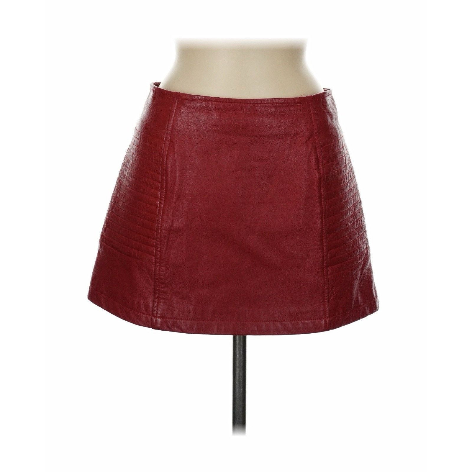 Other William B Red Leather Mini Skirt Silk Lined M Size 28" / US 6 / IT 42 - 1 Thumbnail