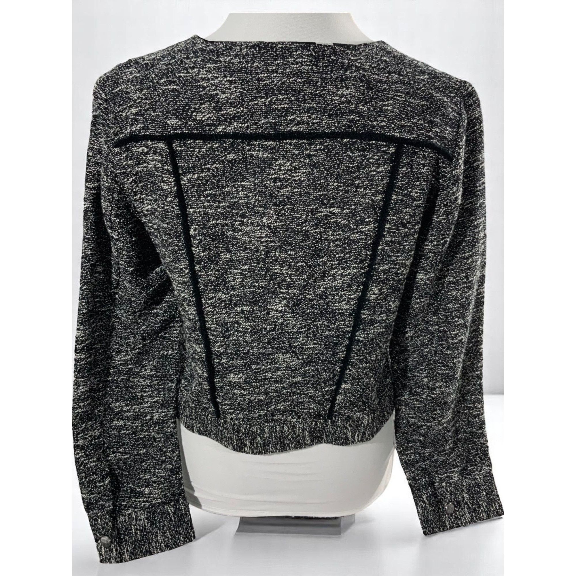 Designer Slate & Willow Black Designer Tweed Cropped Jacket Medium Size M / US 6-8 / IT 42-44 - 4 Thumbnail
