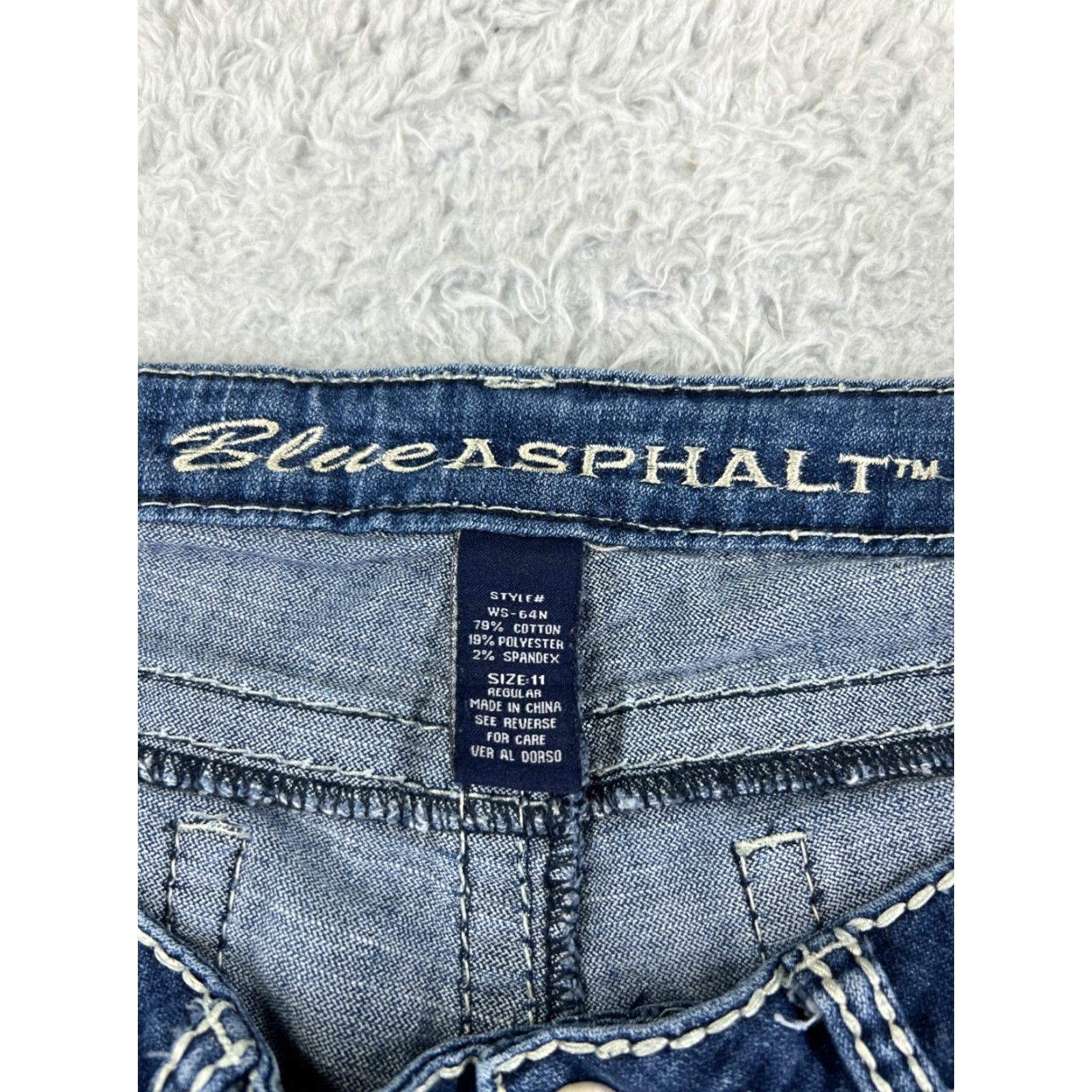 Vintage Blue Asphalt Jeans Women Bootcut 30x30 Denim Cotton Blend Blue 30 Inseam Low Rise 11 Regular Womens Jeans 90s? Size 32" / US 10 / IT 46 - 6 Thumbnail