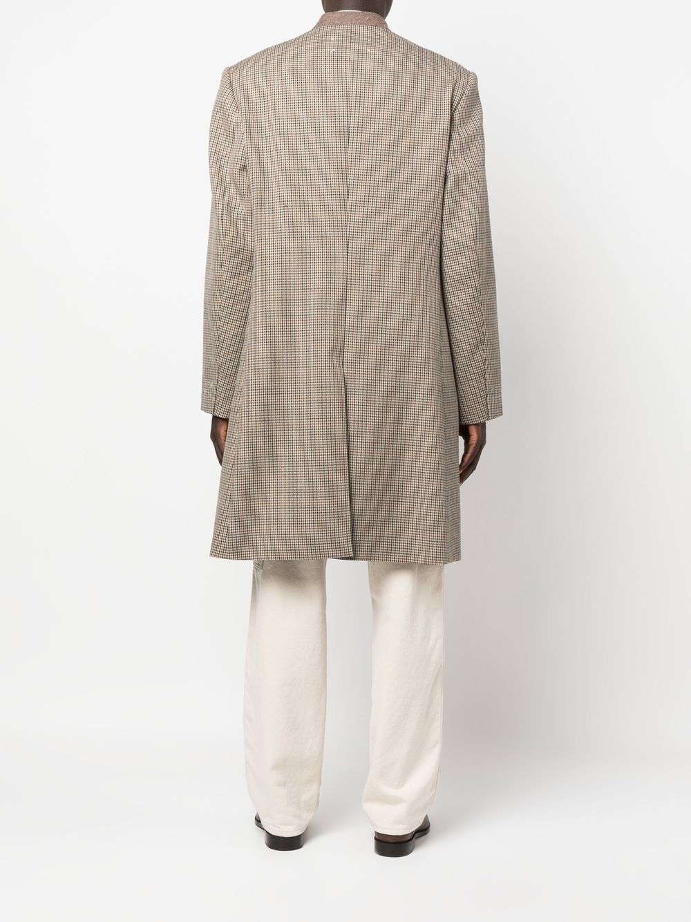 Maison Margiela o1y1124 Herringbone Pattern Collarless Coat in Brown Size US L / EU 52-54 / 3 - 4 Thumbnail