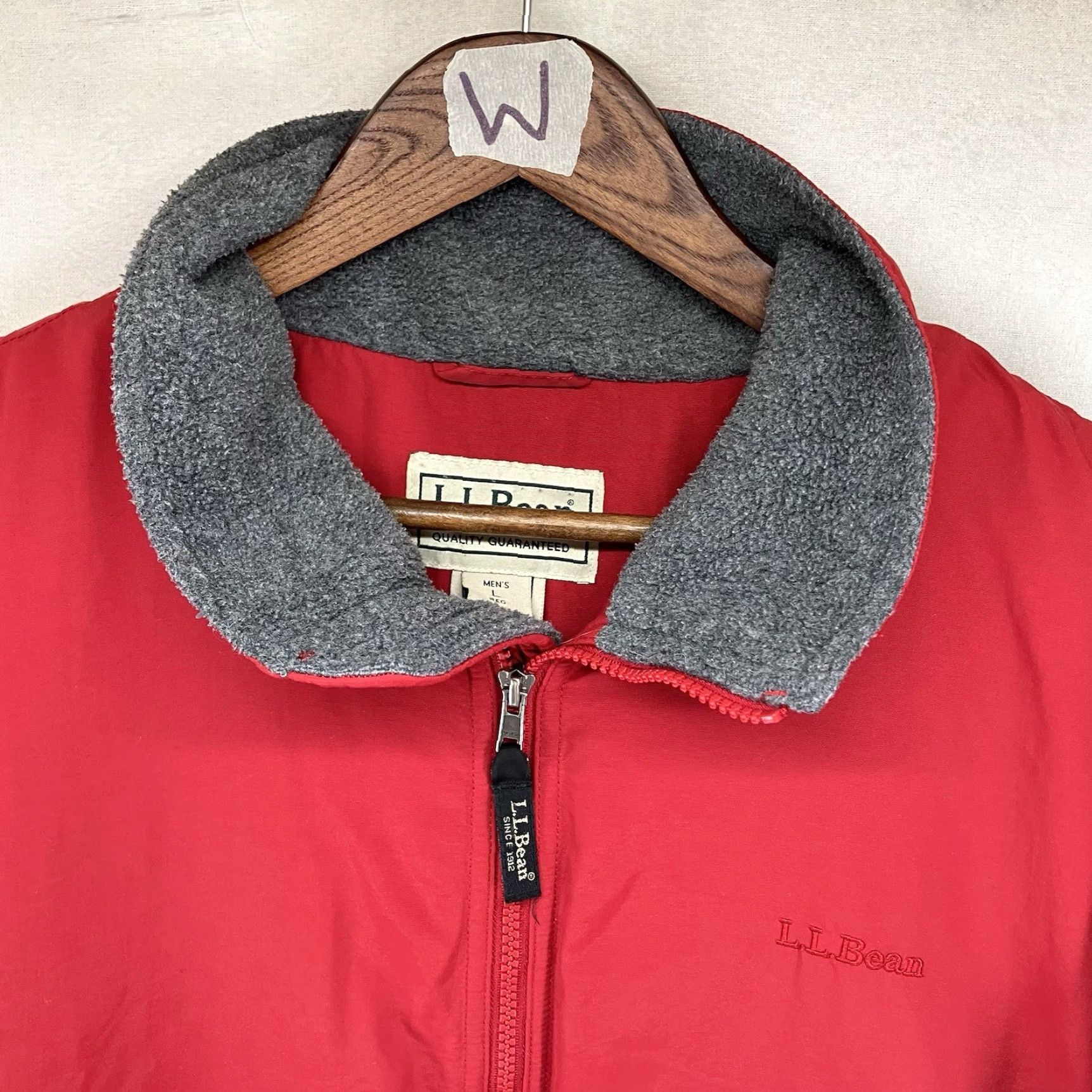 Vintage VINTAGE L.L. Bean Warm-Up Jacket Mens L Tall Bomber Jacket Red Gray Long Sleeve Zip Pockets Fleece Lined Nylon Coat Classic Outdoor Logo 90s USA Size US L / EU 52-54 / 3 - 5 Thumbnail