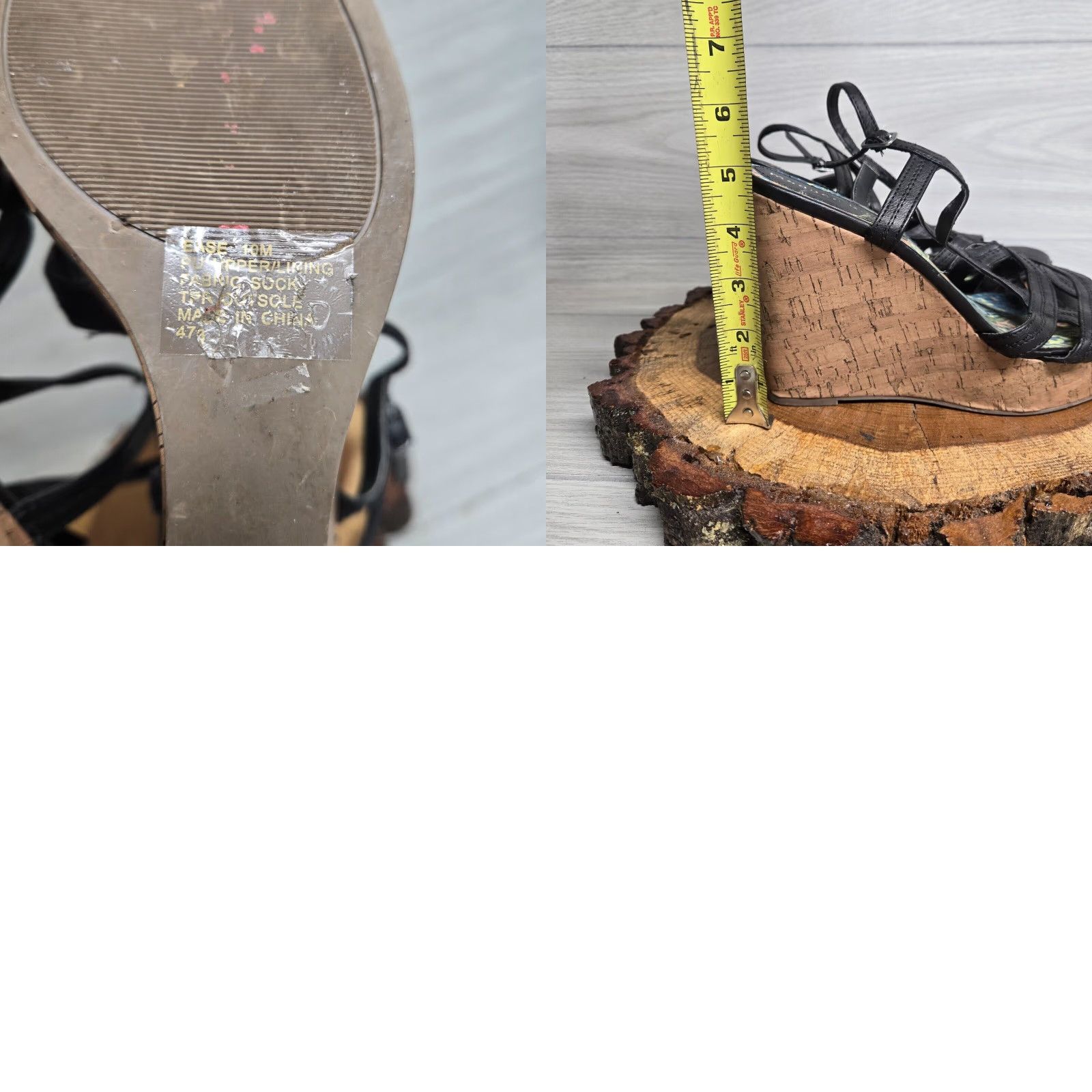 Vintage Madden Girl Strappy Wedge Sandal Black Faux Leather Adult Women's Size 10M Size US 10 / IT 40 - 8 Thumbnail