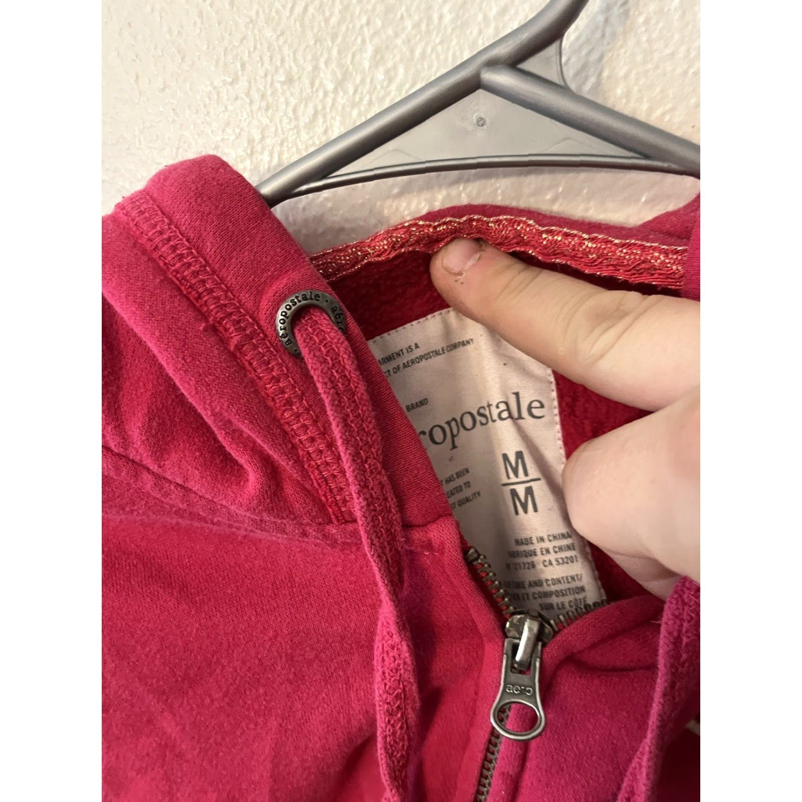 Vintage Aéropostale Hoodie Women Size M Full Zip Pink Long Sleeve Knit Logo Zipper - Casual Activewear Size M / US 6-8 / IT 42-44 - 3 Thumbnail
