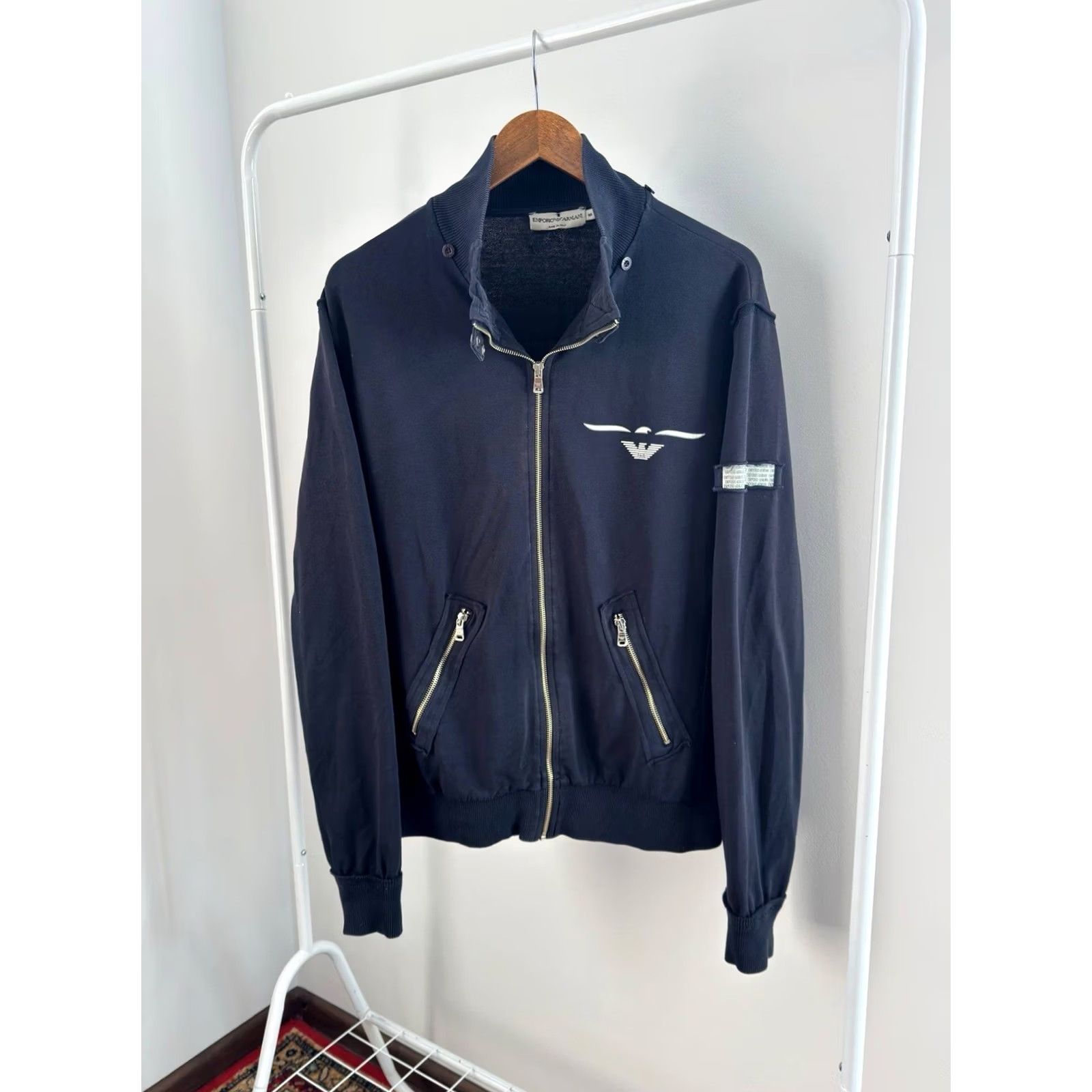 Emporio Armani VINTAGE Emporio Armani Full Zip Pullover Y2K Jacket Big Logo Made In Italy Size M Blue Mens Shirt Size US M / EU 48-50 / 2 - 5 Thumbnail