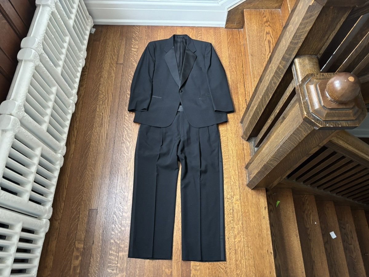 Vintage 90s Vintage Tuxedo 1990s 2-Piece Suit Set Black Tux Formal L Size 44R - 22 Thumbnail