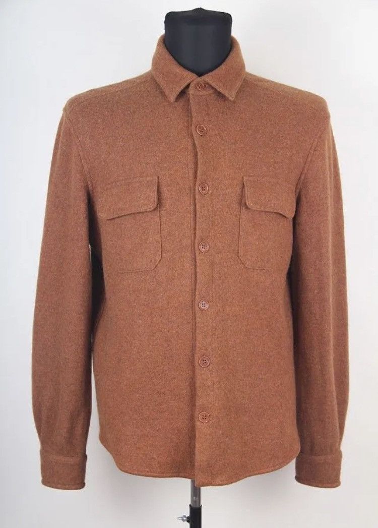 image of Loro Piana Cashmere Pocket Detail Button Logo Detail Jacket in Mustard Brown, Men's (Size Medium)