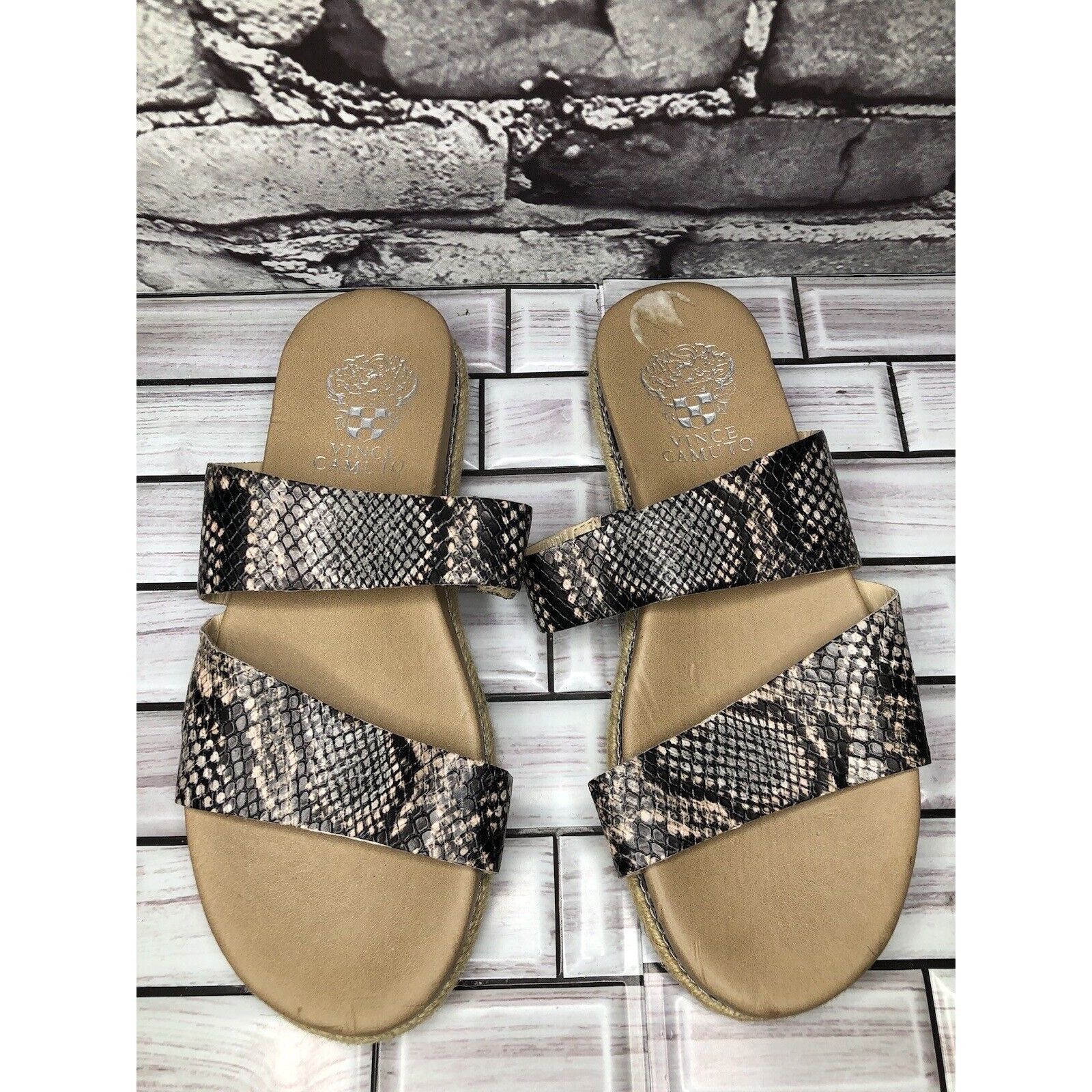 Vince Camuto Vince Camuto Rynnah Ivory Leather Snake Espadrille Sandals W Size US 6.5 / IT 36.5 - 2 Thumbnail
