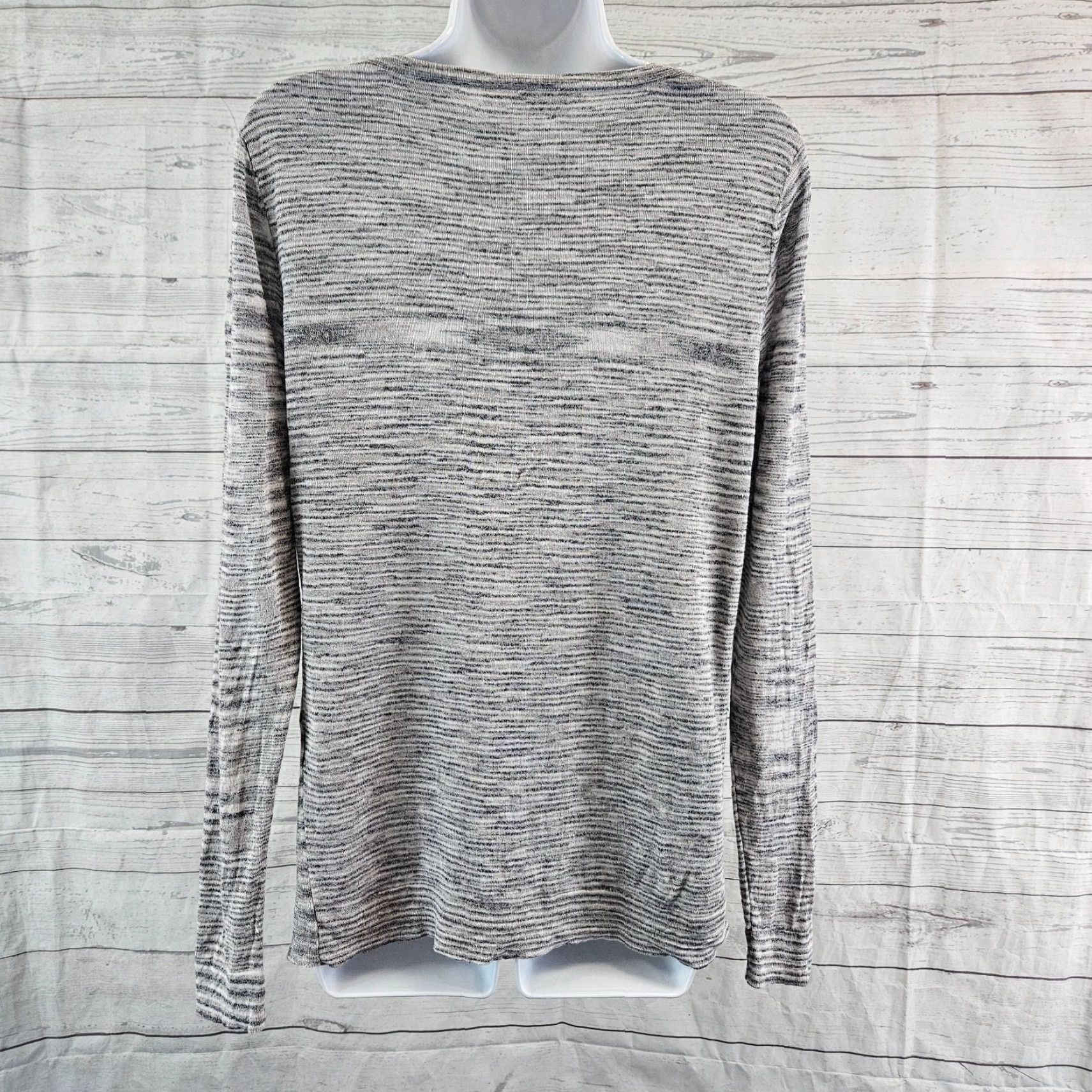 Vintage Rosemunde Knit Top Blouse Gray Silver Long Sleeve Linen Blend M Women's Shirt Size M / US 6-8 / IT 42-44 - 4 Thumbnail