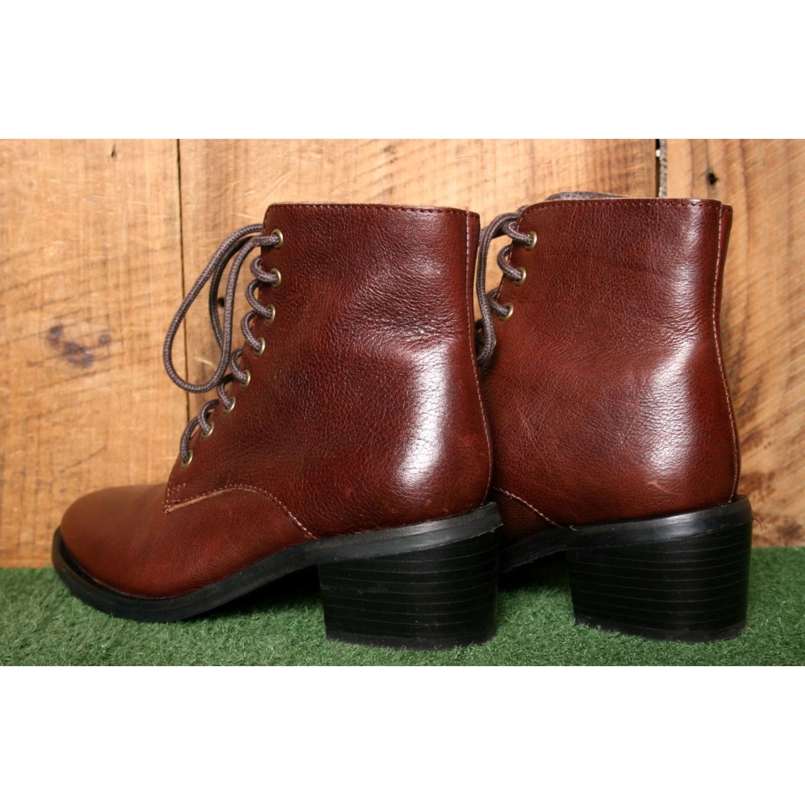 Jeffrey Campbell JEFFREY CAMPBELL Gamin Brown Leather Block Heel Ankle Boots - Bootie Women US 7 EU 38, Mid Heel, Leather, 2" Heel, Brown, Size 7, Womens Size US 7 / IT 37 - 3 Thumbnail