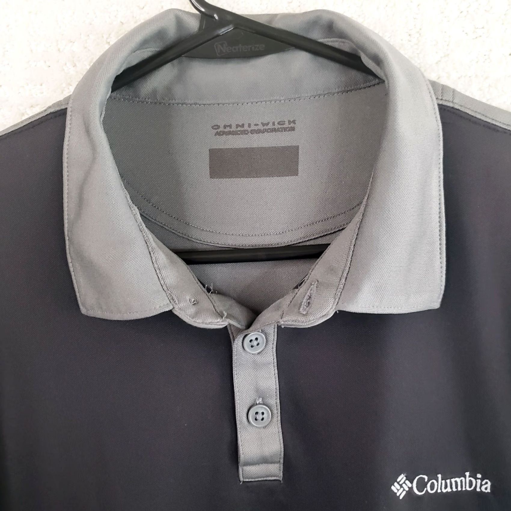 Vintage Columbia Golf Polo Shirt Mens XL Black Gray Striped Omni Wick Button Collar Stretch Casual Activewear Modern 90s Outdoor Sports Size US XL / EU 56 / 4 - 4 Thumbnail