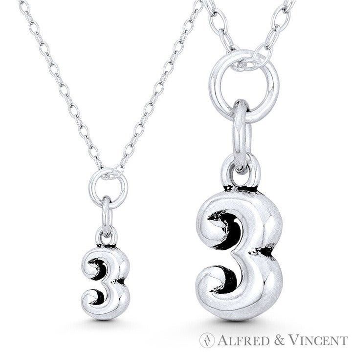 Other Number "3" Numerical Charm Pendant in .925 Sterling Silver Size ONE SIZE - 1 Preview