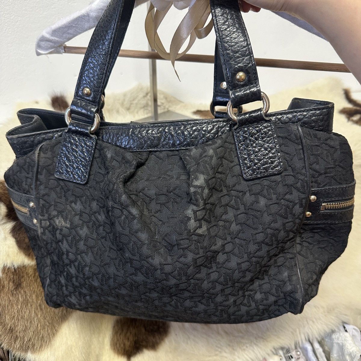 DKNY Vintage DKNY black leather shoulder tote bag Size ONE SIZE - 5 Thumbnail