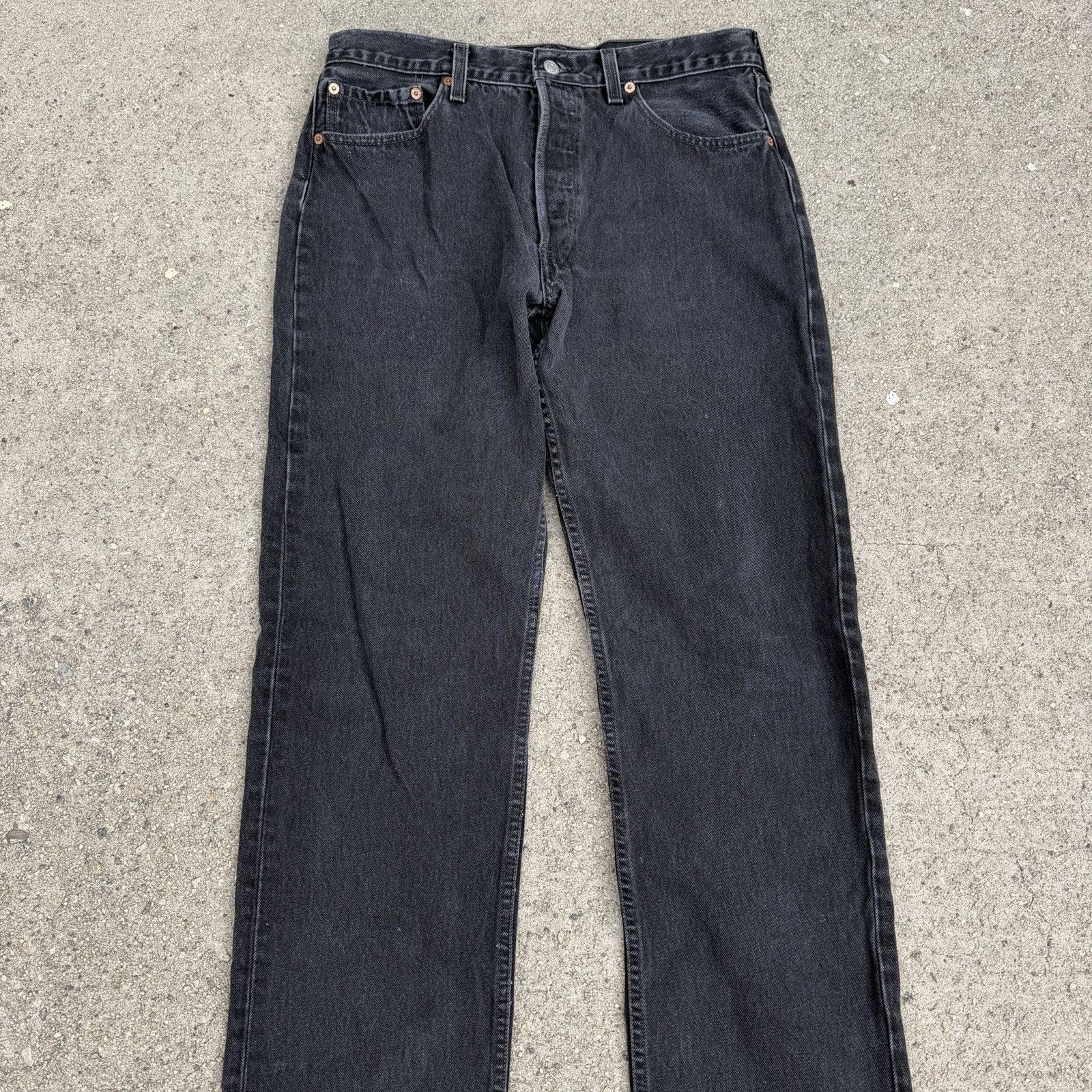 Levi's × Vintage Vintage 90s Levis 501 Faded Black Straight Denim Jeans 34x34 Size US 34 / EU 50 - 2 Thumbnail