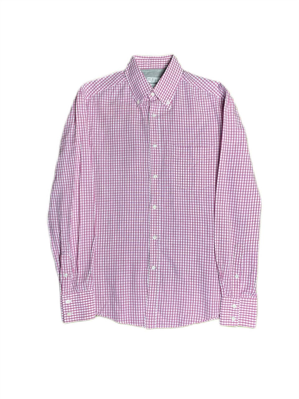 Brunello Cucinelli Check Linen Casual Shirt Button Up