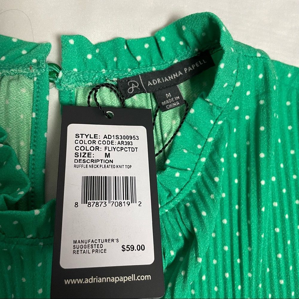 Adrianna Papell NWT New $59 Adrianna Papell Ruffled Neck Pleated Knit Green Size M / US 6-8 / IT 42-44 - 7 Thumbnail