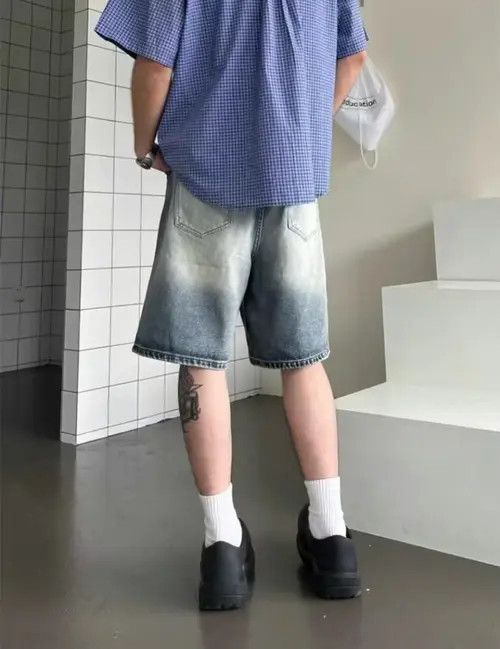 Japanese Brand × Jean Blue washed vintage distressed denim shorts y2k Size US 32 / EU 48 - 3 Thumbnail