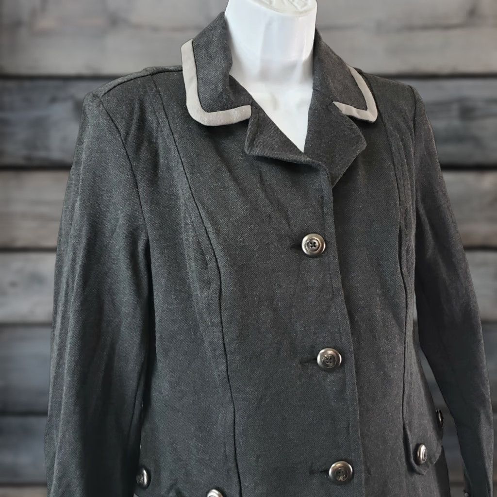 Vintage CAbi 3030 Womens Ponte Knit Crew Blazer Sz Small Charcoal Gray Long Sleeve Blazer Womens Small Gray Ponte Knit Crew Blazer 3030 Size S / US 4 / IT 40 - 1 Thumbnail