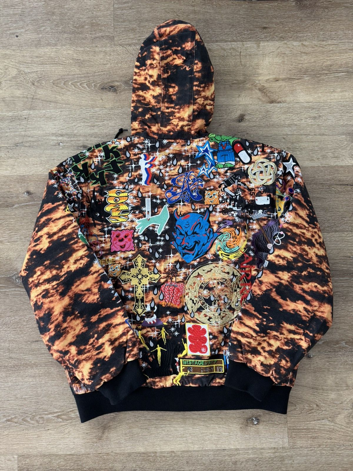 AOI Embroidered Hooded Work Jacket フレイムス Supreme AOI Embroidered Hooded Work Jacket Black Men's