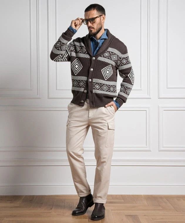 Brunello Cucinelli New Brunello Cucinelli Shawl Fair Isle Cardigan US42 EU 52L Size US L / EU 52-54 / 3 - 9 Thumbnail