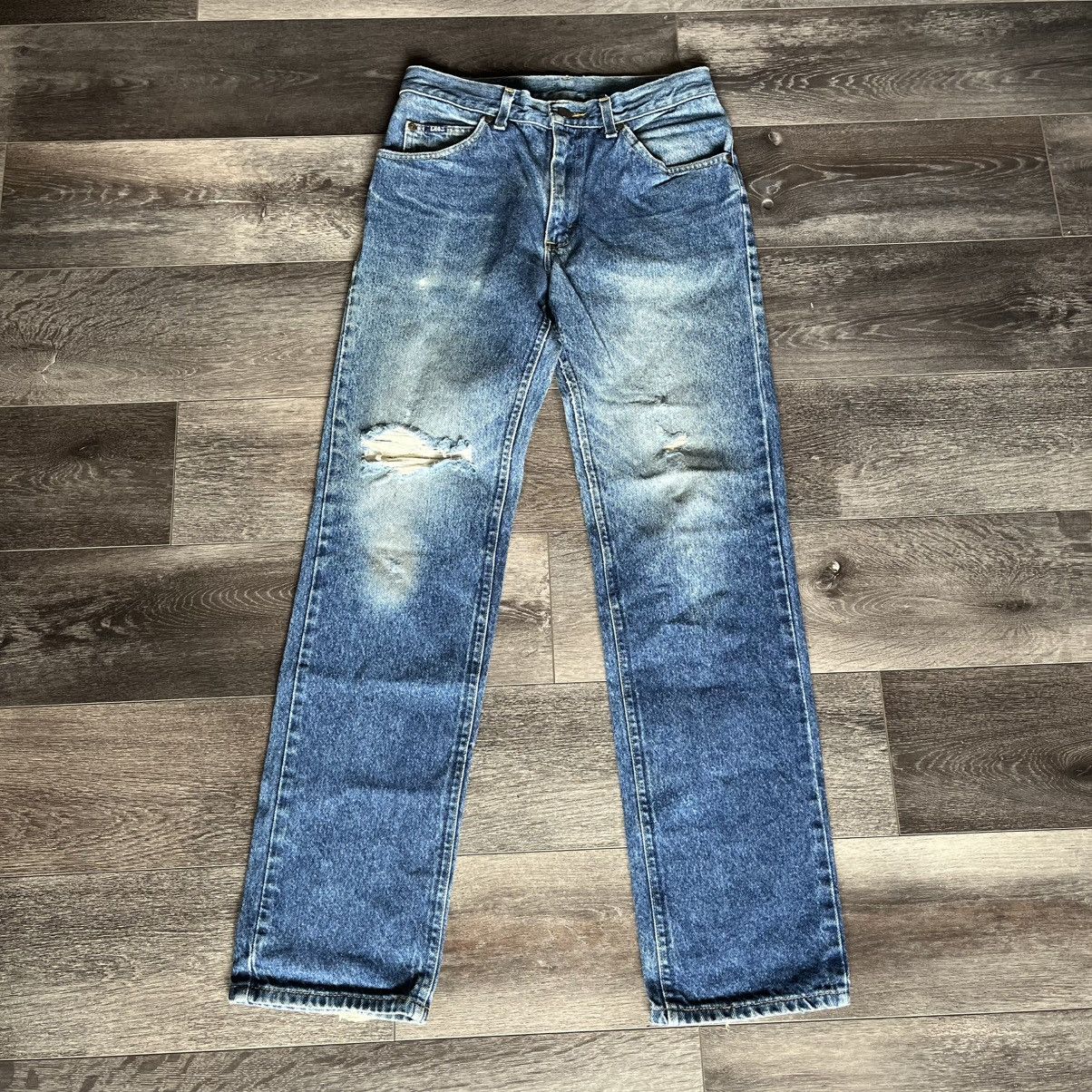 Lee Vintage 1990s Lee Straight Washed Distress Denim Jeans 29x32 Size US 29 - 1 Thumbnail