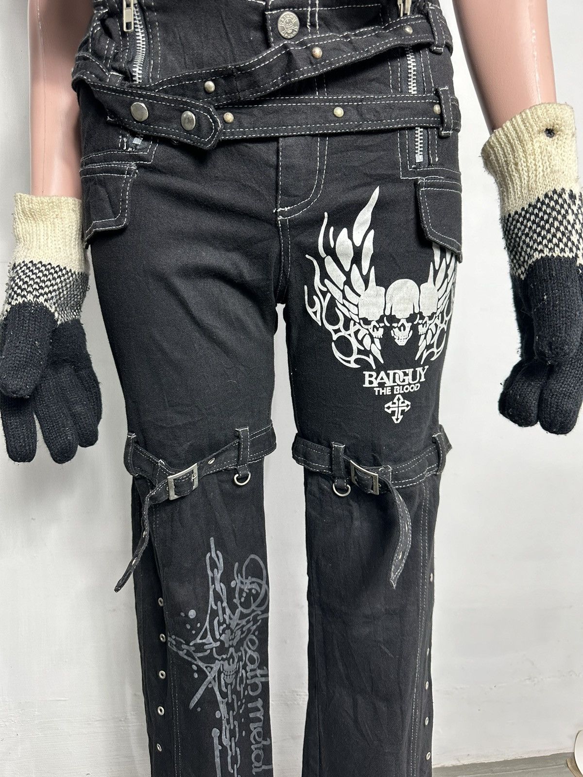 Other K star Punk Rock Bondage Skull Skeleton Poem Style Pants Size 28" / US 6 / IT 42 - 22 Thumbnail