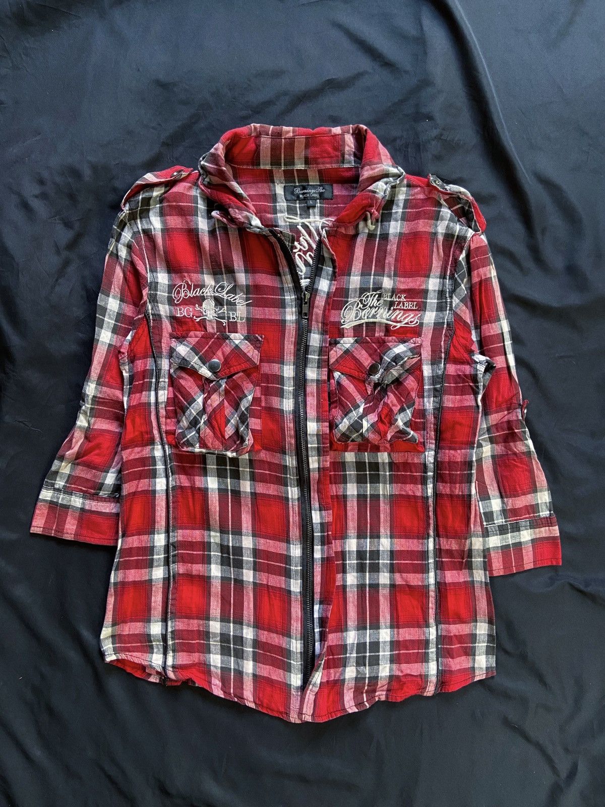 If Six Was Nine × Japanese Brand × Le Grande Bleu (L.G.B.) JAPANESE BERNING SHO SKULL ZIPPER BUTTON DOWN SHIRT Size US S / EU 44-46 / 1 - 1 Thumbnail