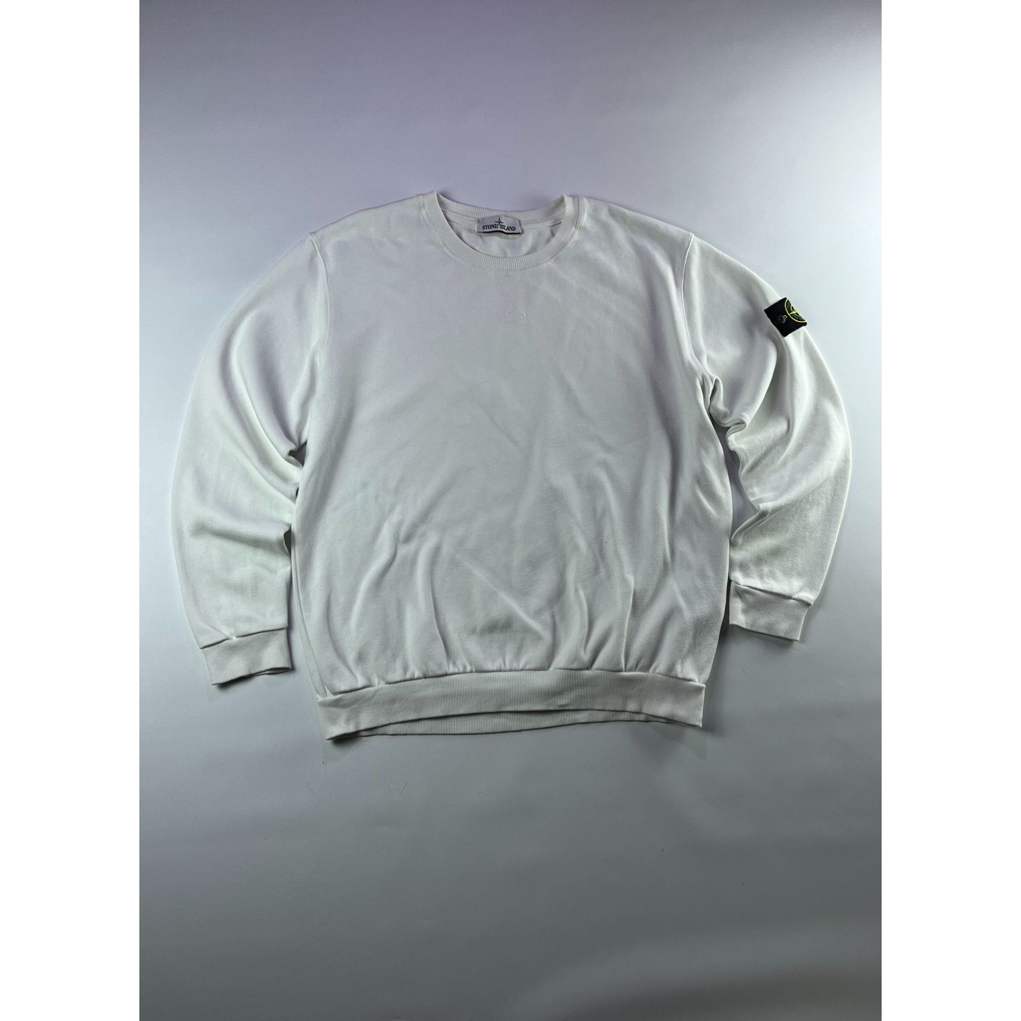 Massimo Osti × Stone Island Stone Island Luxury White Sweatshirt Ribbed Crewneck Size US XL / EU 56 / 4 - 1 Thumbnail