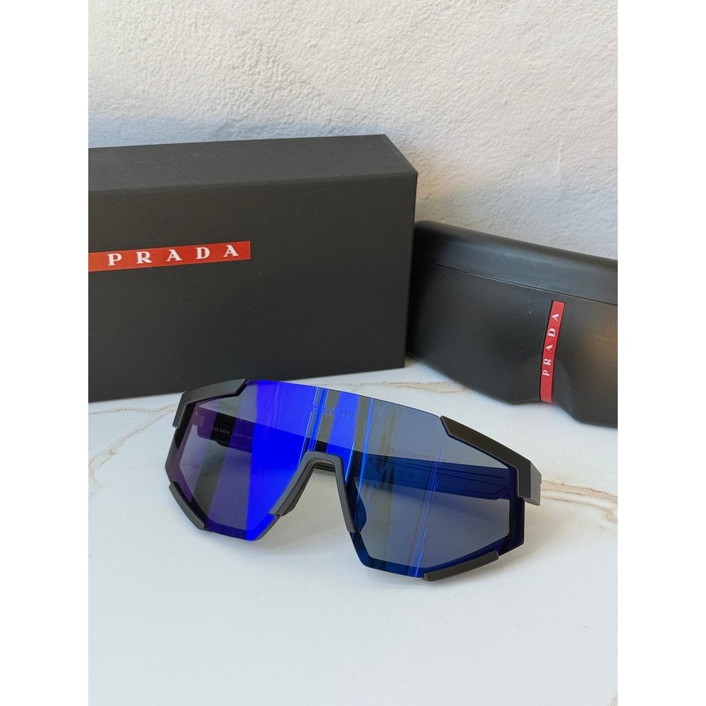 Prada NEW Prada Sport PS04WS Sunglasses in Black Blue Mirror $480 Size ONE SIZE - 1 Thumbnail