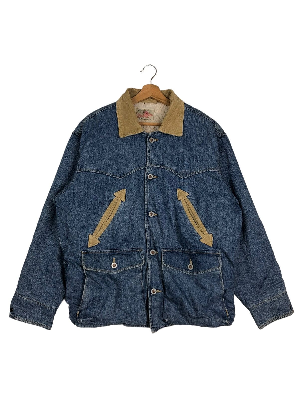 Japanese Brand 🔥90’s Vintage Trucker Denim Jacket Wrangler Blanket Lining Size US L / EU 52-54 / 3 - 4 Thumbnail