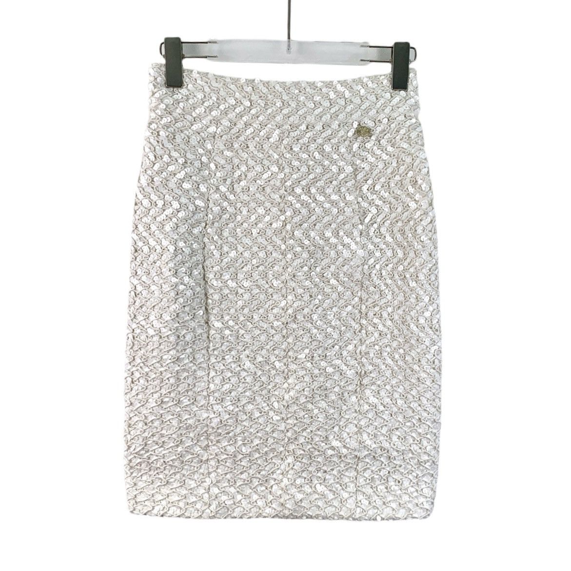 Chanel Chanel White Sequin Embroidered Cotton Casual Skirt K26WX Size 25" / US 0 / IT 36 - 1 Thumbnail