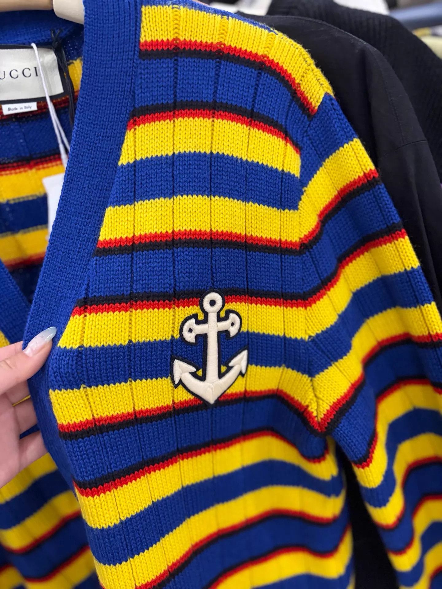 Gucci Gucci Striped Chest Anchor-Embroidered Wool-Knit Cardigan XS Size XS / US 0-2 / IT 36-38 - 2 Thumbnail