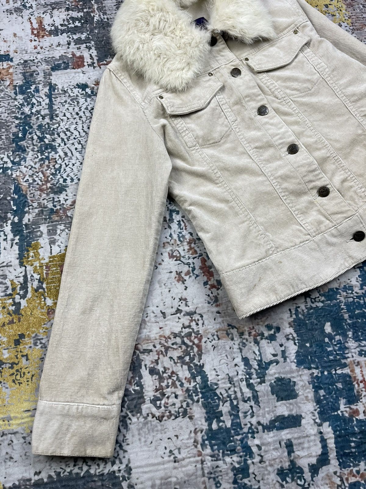 MCM MCM Fur Collar Monogram Button Corduroy Denim Jacket Size M / US 6-8 / IT 42-44 - 3 Thumbnail