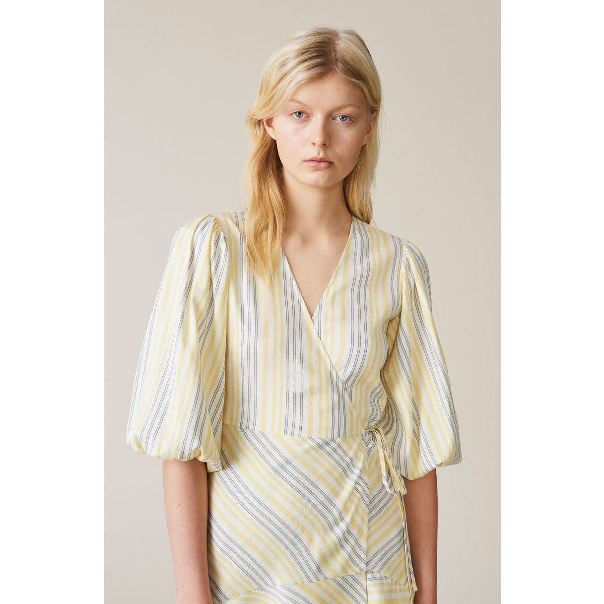 Ganni Ganni Bergamot silk wrap dress yellow stripe size 38 / US 6 Size M / US 6-8 / IT 42-44 - 2 Thumbnail
