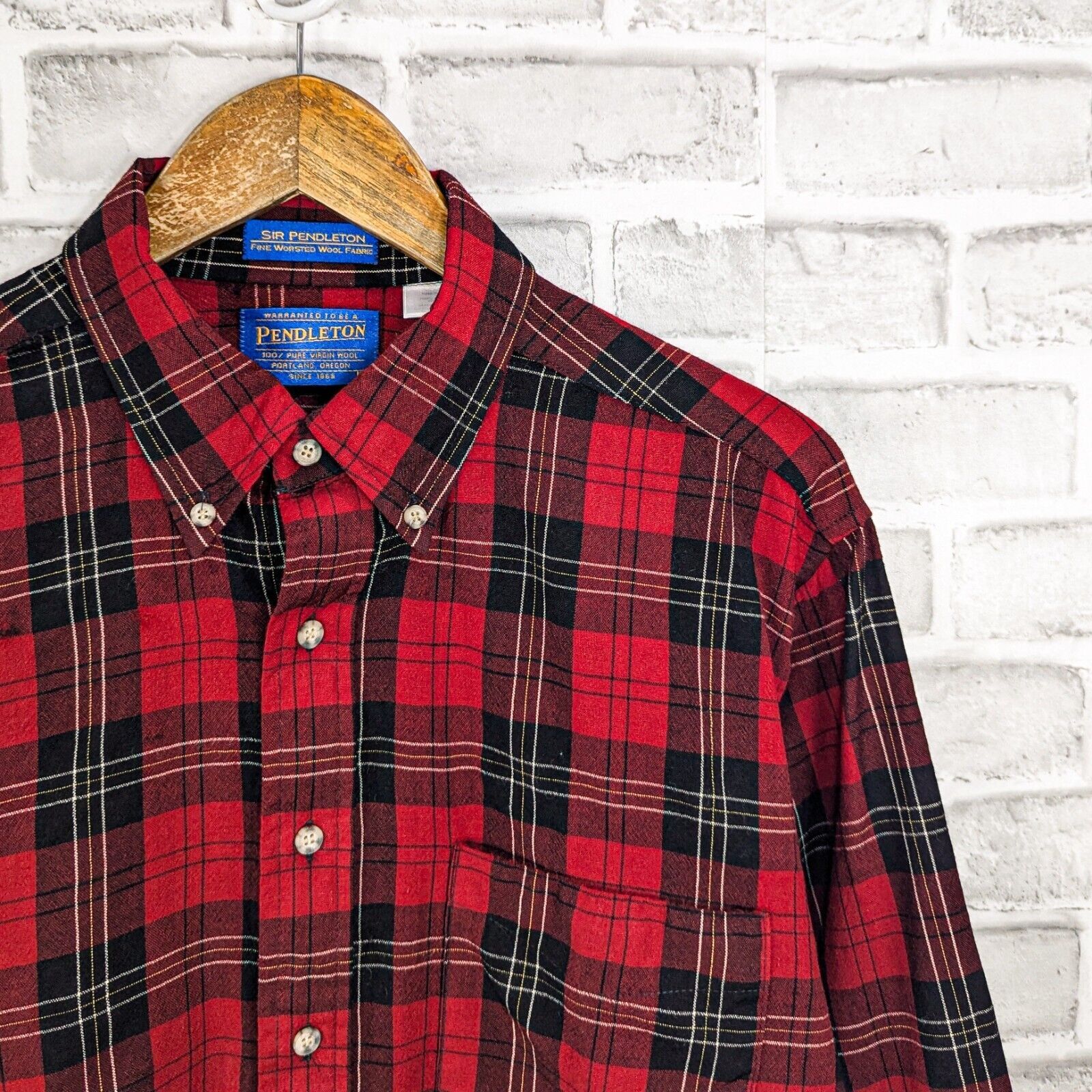 Pendleton Pendleton Virgin wool Button down flannel shirt Red plaid Size US L / EU 52-54 / 3 - 2 Thumbnail