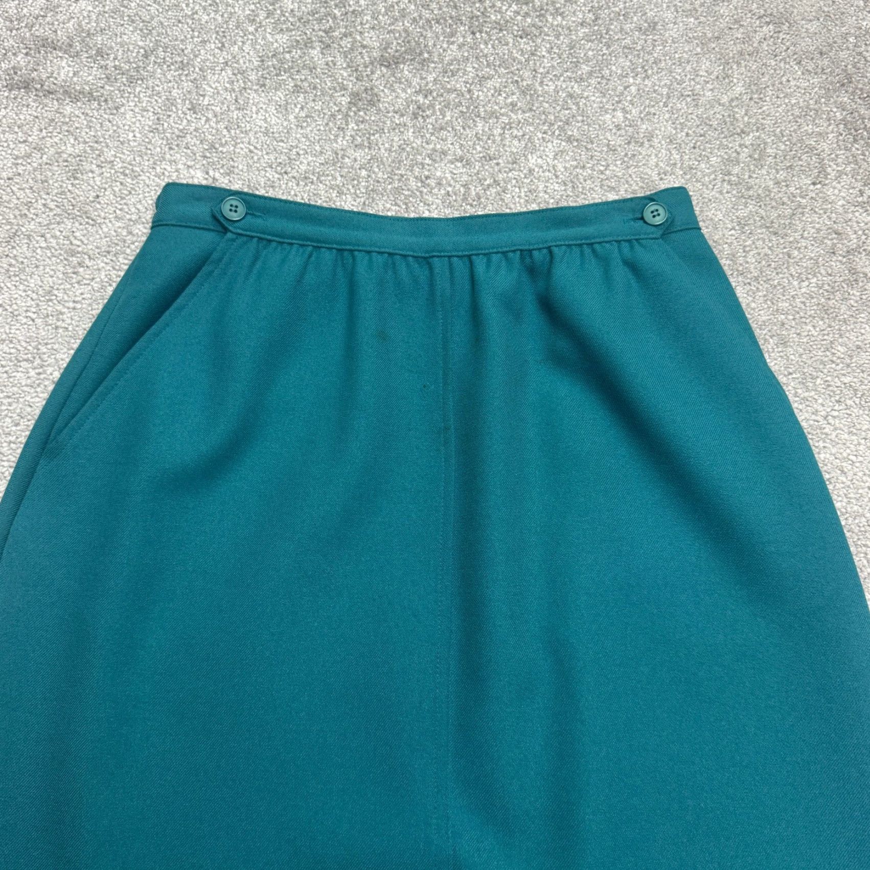 Vintage VINTAGE Haberdashery 90s 2 Piece Suit Set Blazer Skirt Womens 10 Teal Blue Size 32" / US 10 / IT 46 - 5 Thumbnail