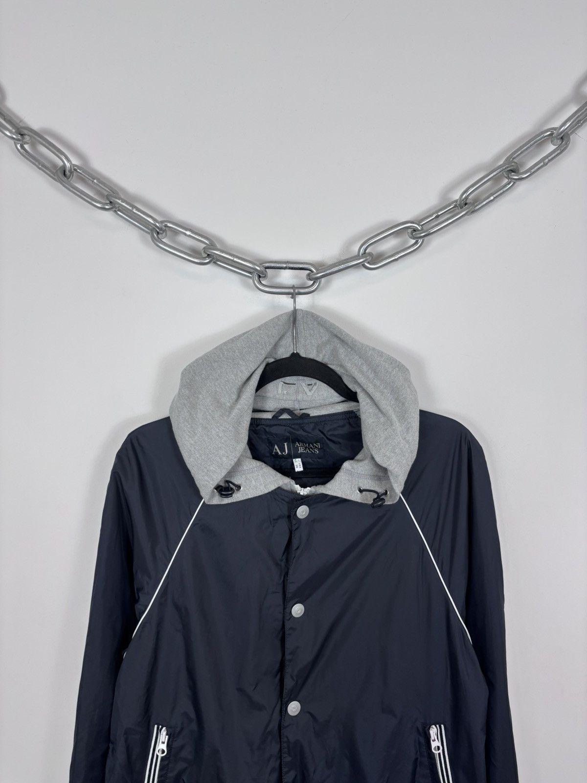 Armani Armani Jeans Men’s Hooded Bomber Jacket Navy Blue/Grey Size US L / EU 52-54 / 3 - 4 Thumbnail