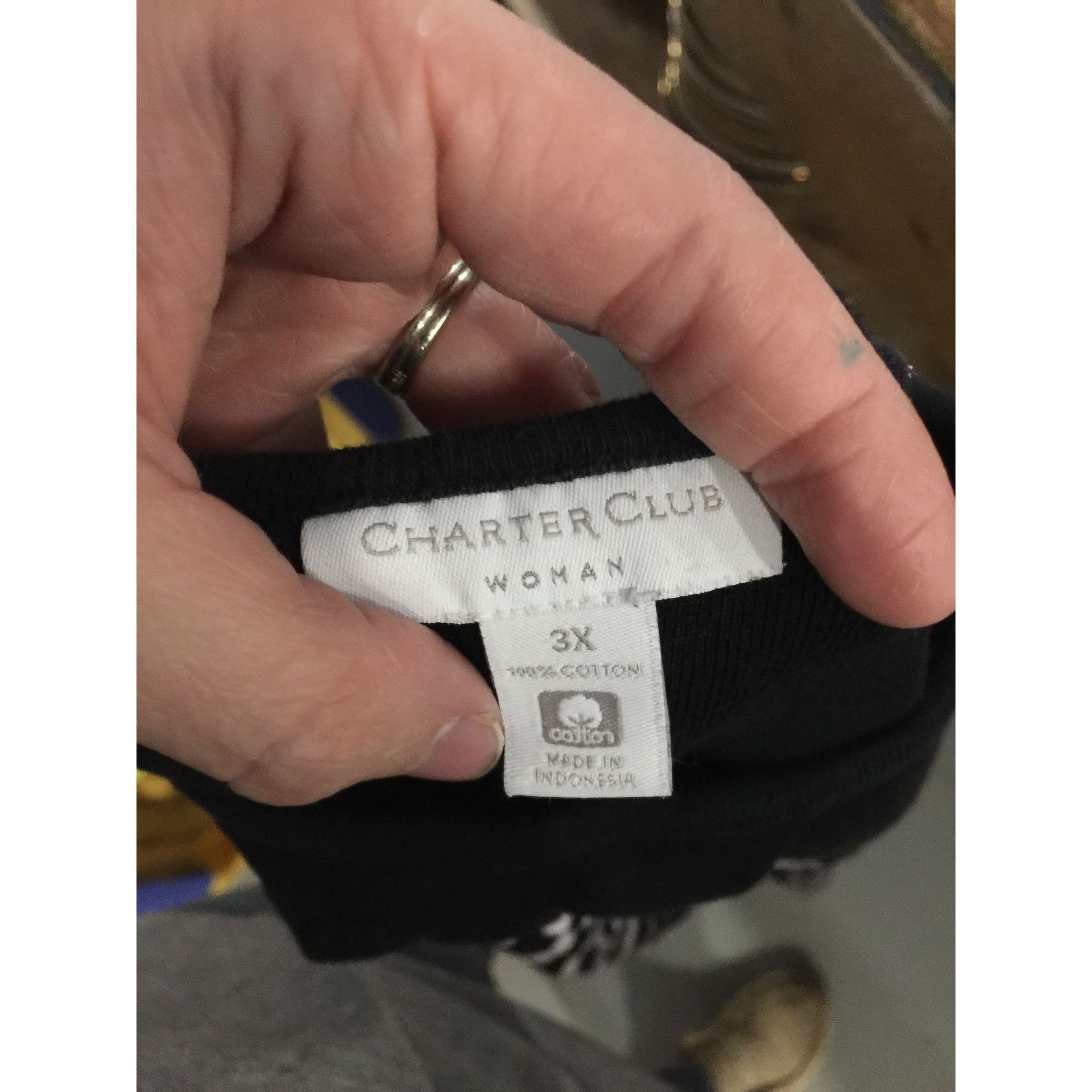 Charter Club Charter Club Woman Size 3X Black/White Striped Long Sleeve S Size 3XL / US 20-22 - 2 Thumbnail