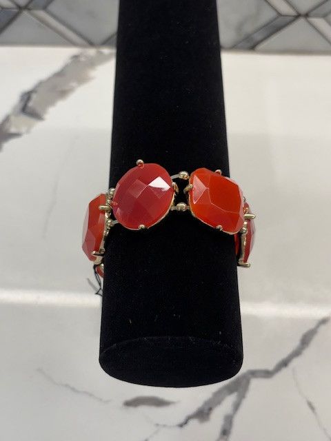 Jewelry Orange Square & Oval Stones in Gold Size ONE SIZE - 2 Thumbnail
