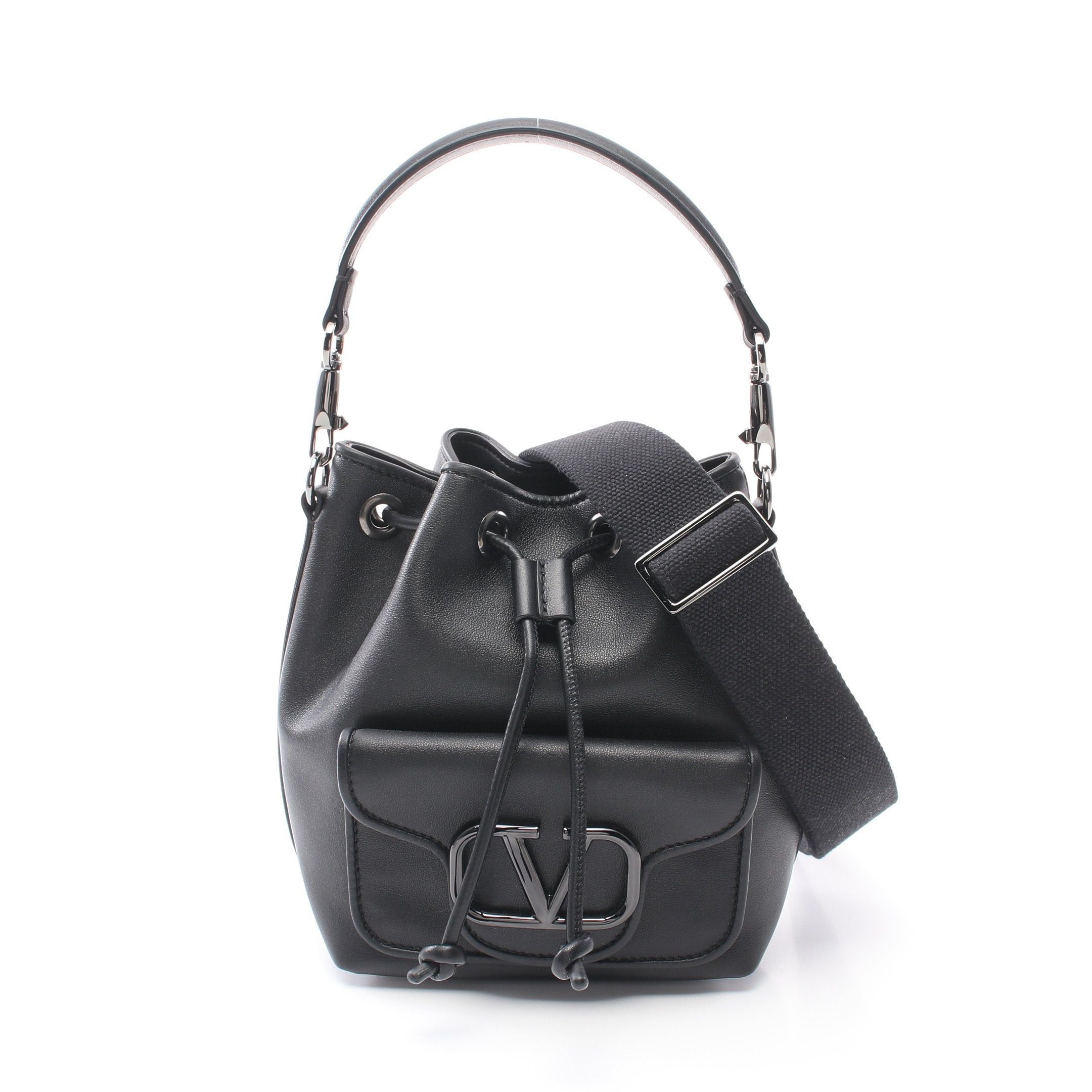 Valentino Valentino Logo Mini Satchel Handbag Leather Black Size ONE SIZE - 1 Thumbnail