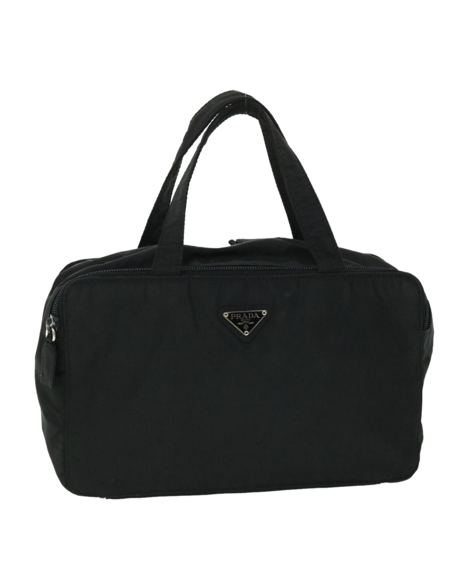 image of Prada Black Nylon Handbag With Modern Aesthetic, Women's