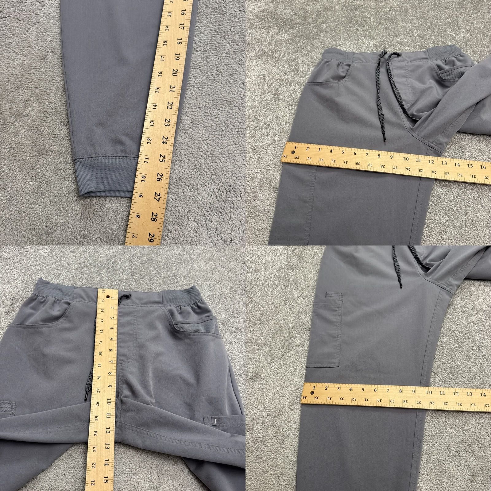 Vintage Jaanu Cargo Jogger Scrub Pants Womens Medium Short Gray Drawstring Medical Work Size 32" / US 10 / IT 46 - 9 Thumbnail
