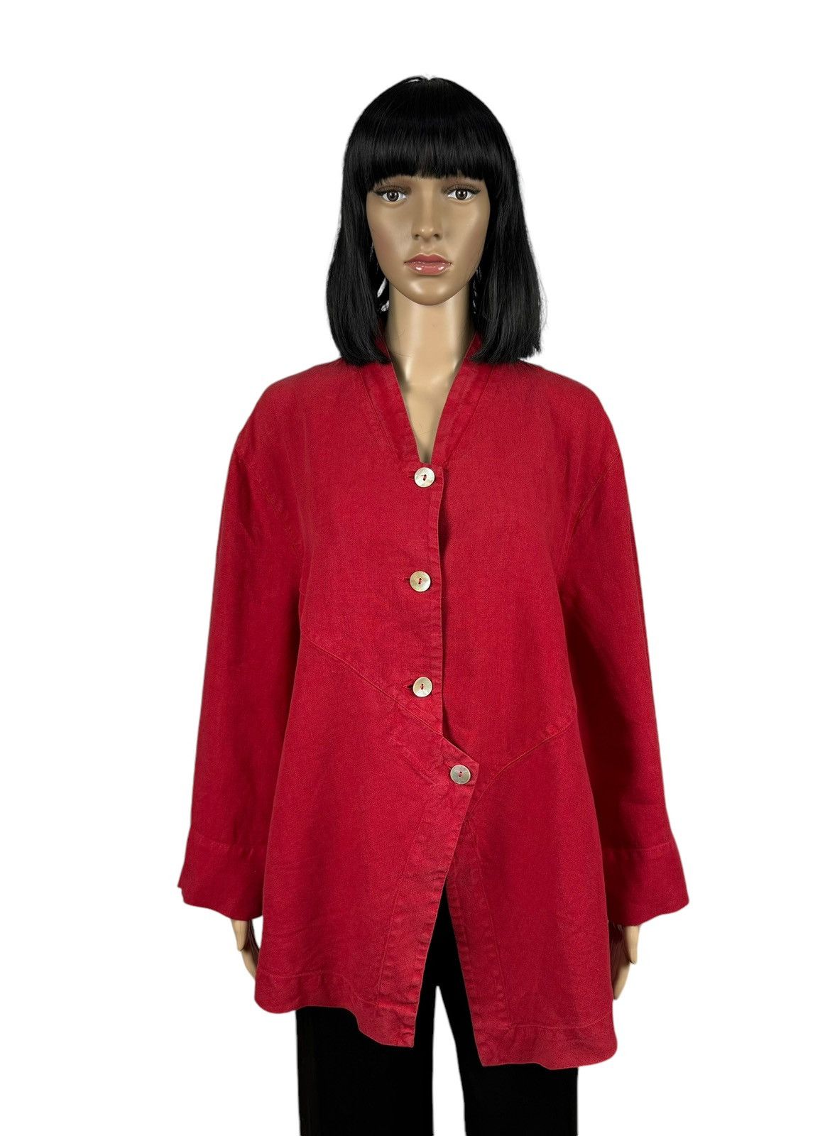 Designer OSKA Linen Red Jacket Asymmetrical Avant Garde size 2 Size M / US 6-8 / IT 42-44 - 1 Thumbnail
