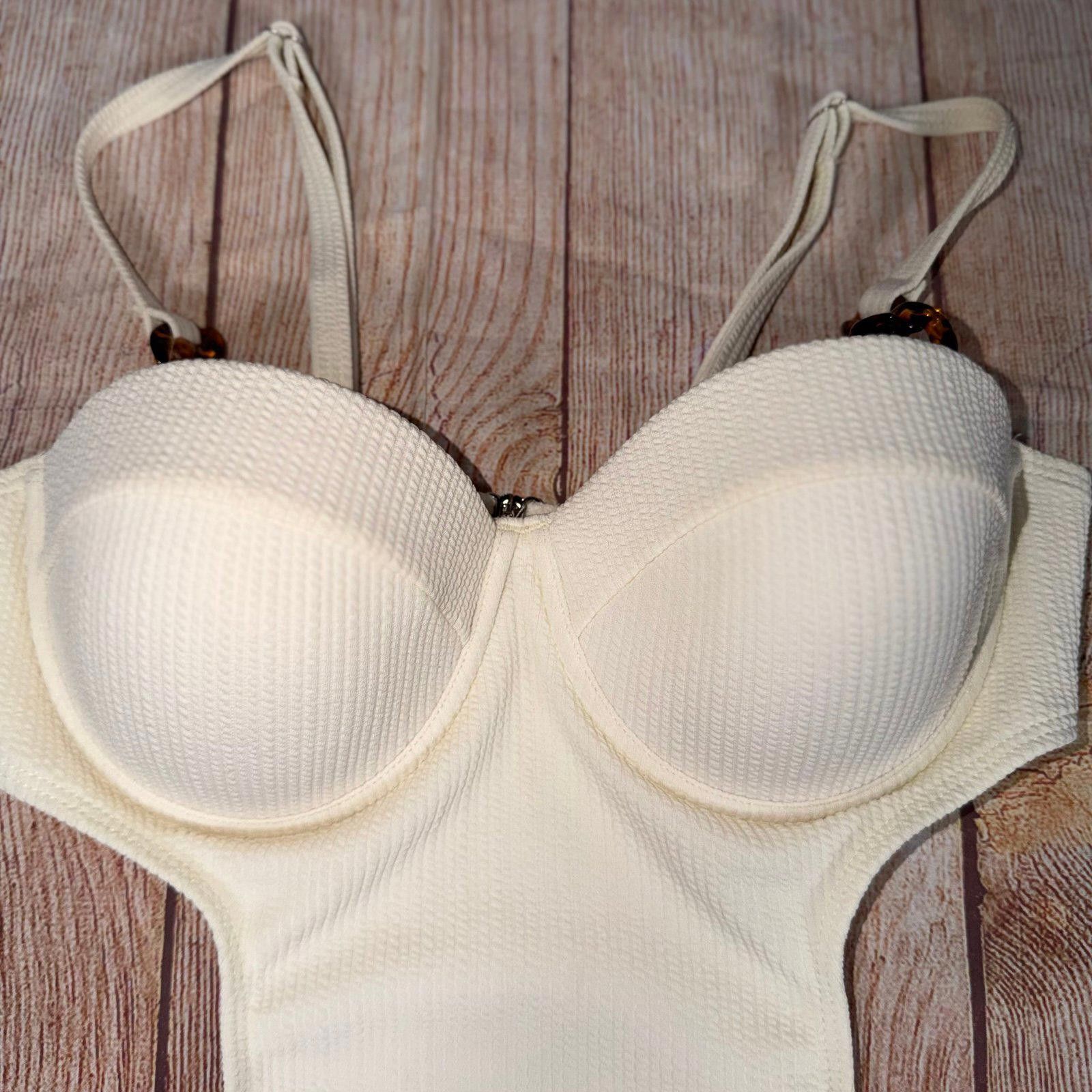 Other Small Textured Cream Cutout Underwire One-Piece Swimsuit Size ONE SIZE - 2 Thumbnail
