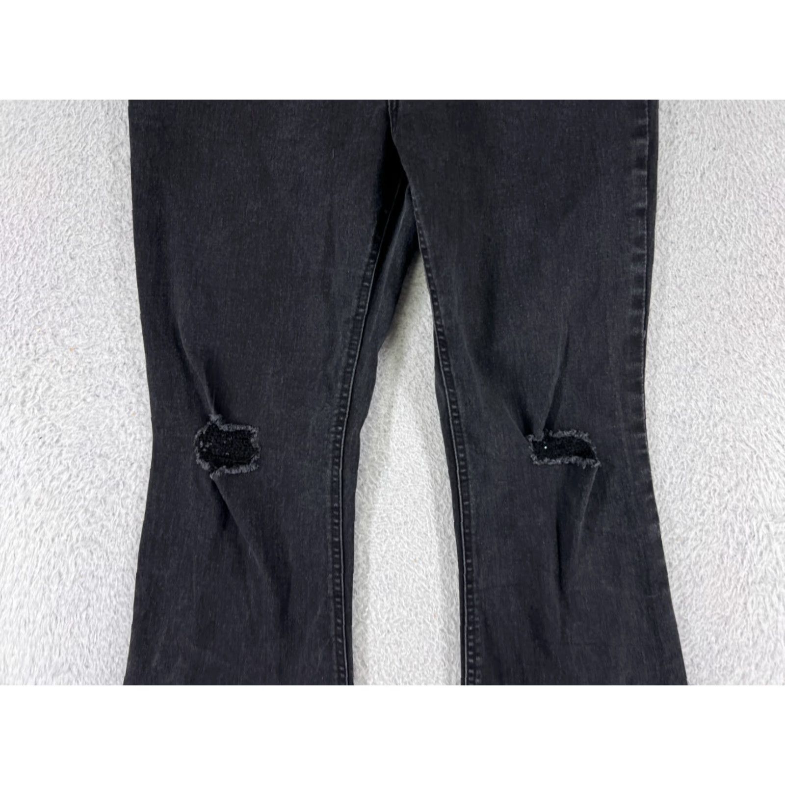 Denime Refuge Women's Flared Jeans 9 Black Denim Distressed Cotton Vintage-Inspired Size 30" / US 8 / IT 44 - 6 Thumbnail