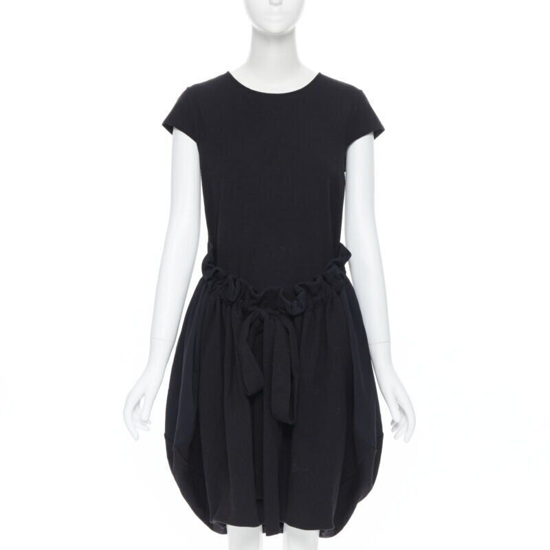 Saint Laurent Paris YVES SAINT LAURENT AW09 black cap sleeve ruched tie front bubble hem dress FR38 Size M / US 6-8 / IT 42-44 - 1 Thumbnail