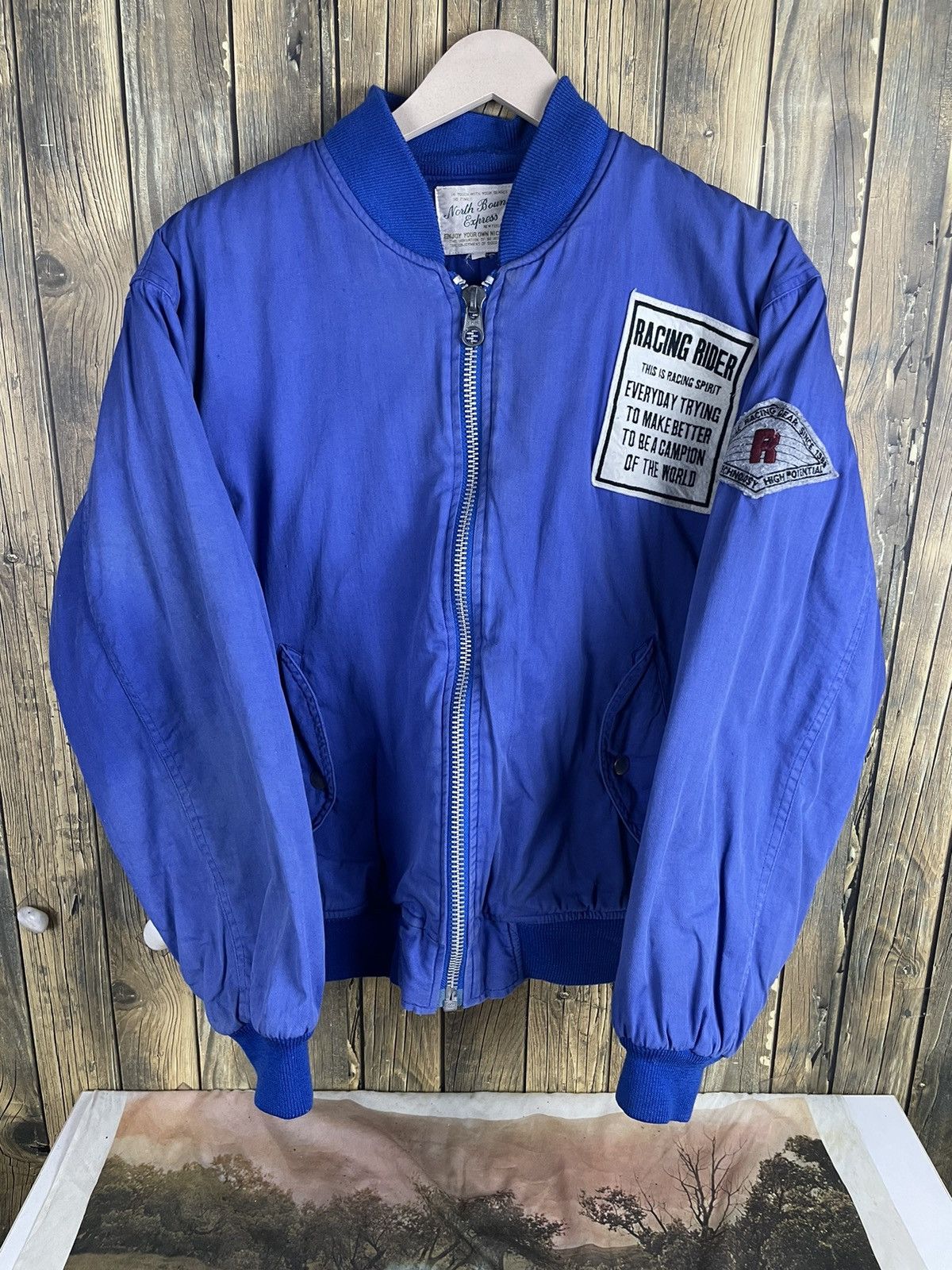 image of Vintage North Bound Express Racing Rider in Blue, Men's (Size Medium)