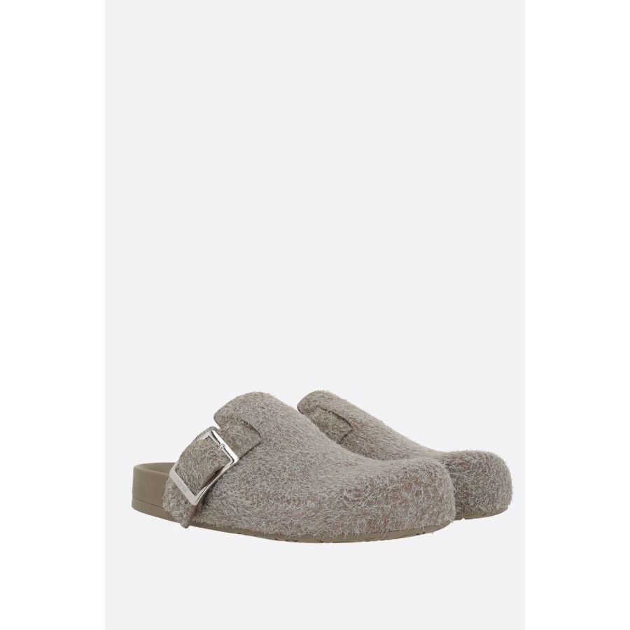 Loewe LOEWE Khaki Green Brushed Suede Buckle Flat Mules New & Auth Size US 7 / EU 40 - 2 Thumbnail